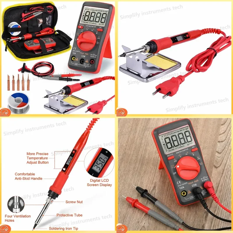 USB Charging Soldering Iron with Digital Multimeter Kit Adjustable Temperature Auto Ranging AC DC Tester Multimetro UM16