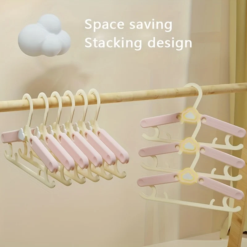 5 Children's Clothes Hangers, Children's Clothes Extension Hangers, Multifunctional Baby Plastic Traceless Hangers