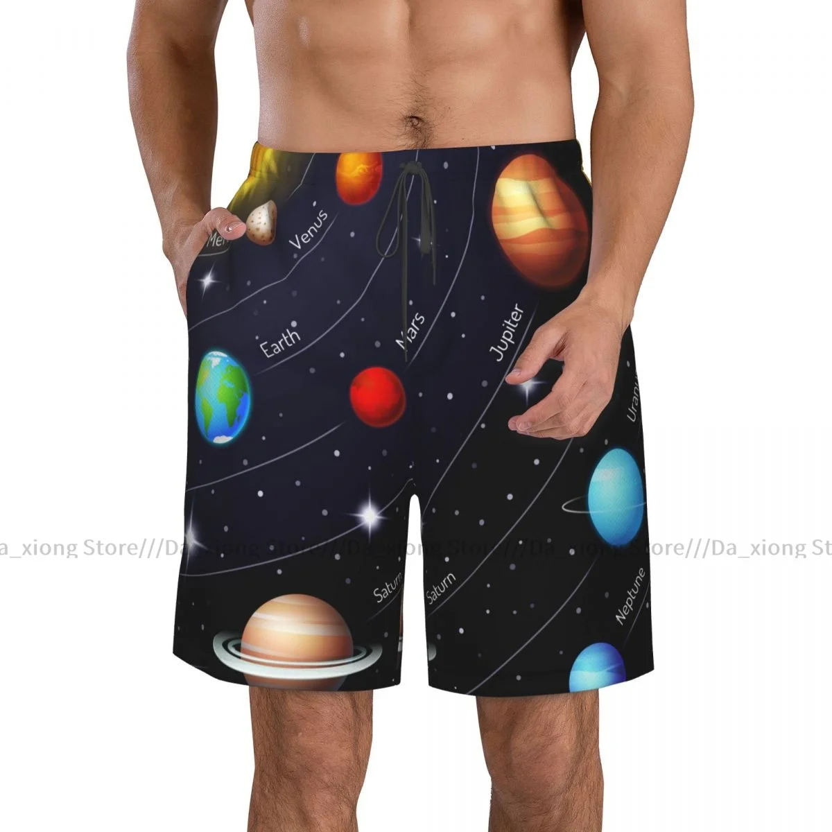 Heren Badmode Zwemmen Korte Slurf Kleurrijk Zonnestelsel Fonkelende Nachtelijke Hemel Strand Board Shorts Zwemmen Surf Shorts