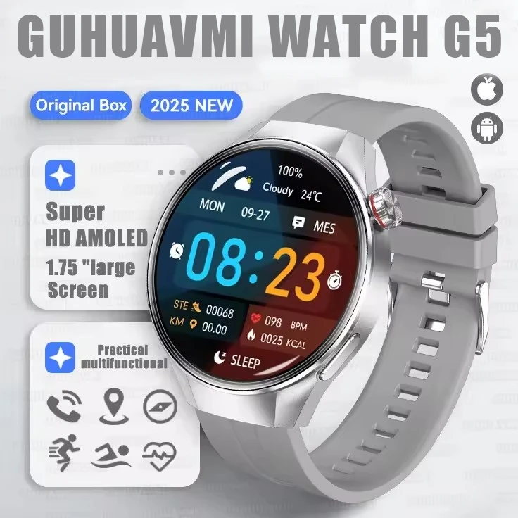 2025 New Originl Watch G5 PlUS Smart Watch 1.75" HD AMOLED Screen GPS track Heart Rate Bluetooth Call Compass Smartwatch for Men