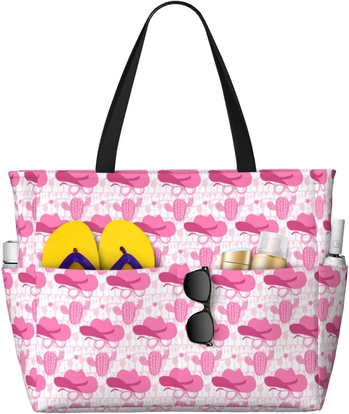 Women's Large Beach Bag Waterproof Travel Tote Bag with Pocket Sandproof Foldable Weekender Bags for Pool Vacation