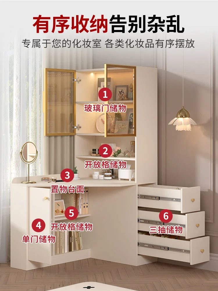 Customized triangular corner dressing table, desk, bookshelf, integrated wall facing bedroom, computer, makeup table, small unit