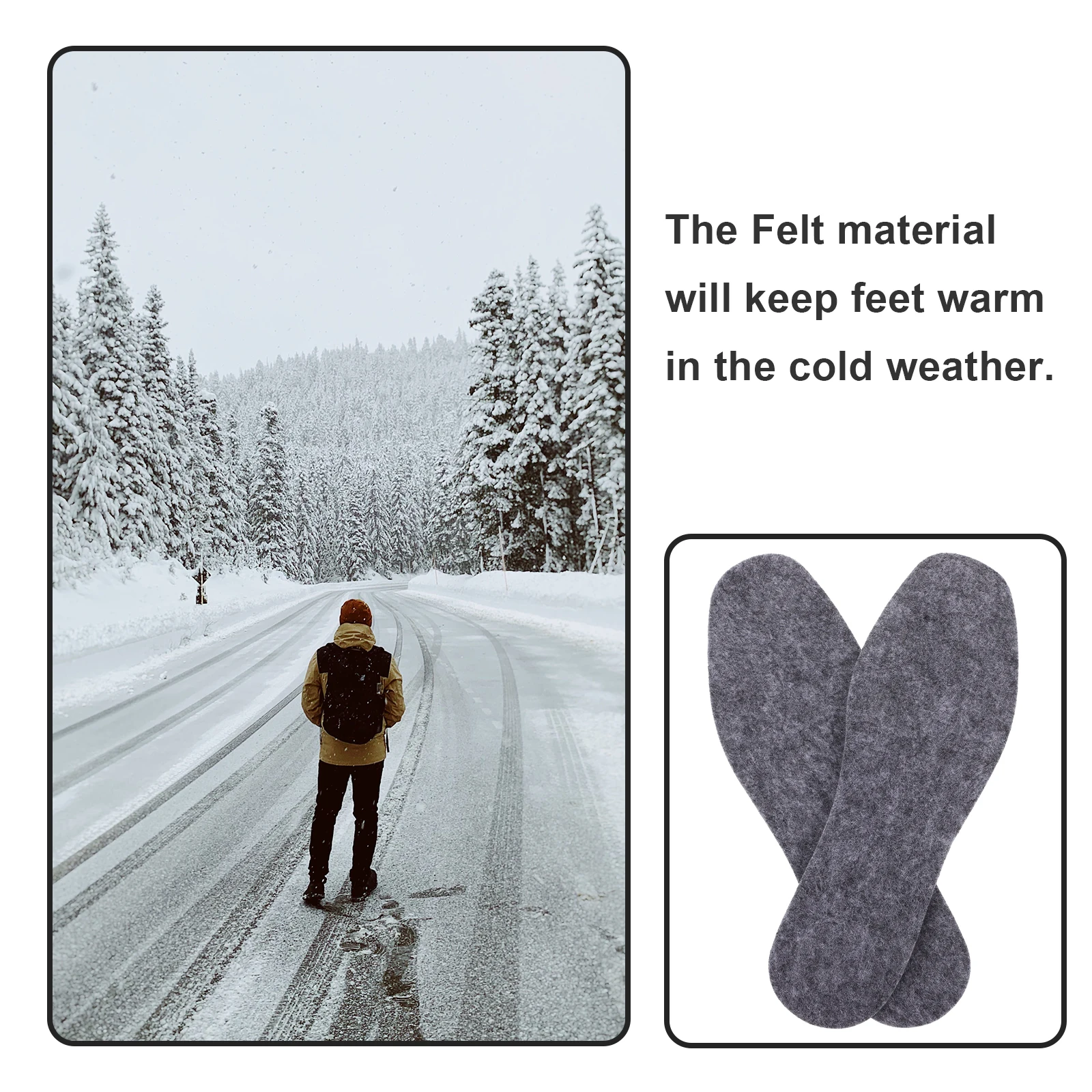 

5pcs 5 Pairs Warm Wool Felt Insoles Boots Thick Shoe Cushions Winter Boot Inserts for Men Women Comfortable Foot Pads