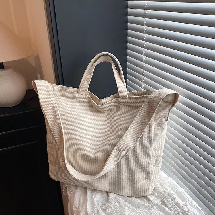 

Повседневная женская сумка-тоут из вельвета в клетку, большая вместимость, модная универсальная хлопковая сумка в студенческом стиле, новинка весны 2026 года