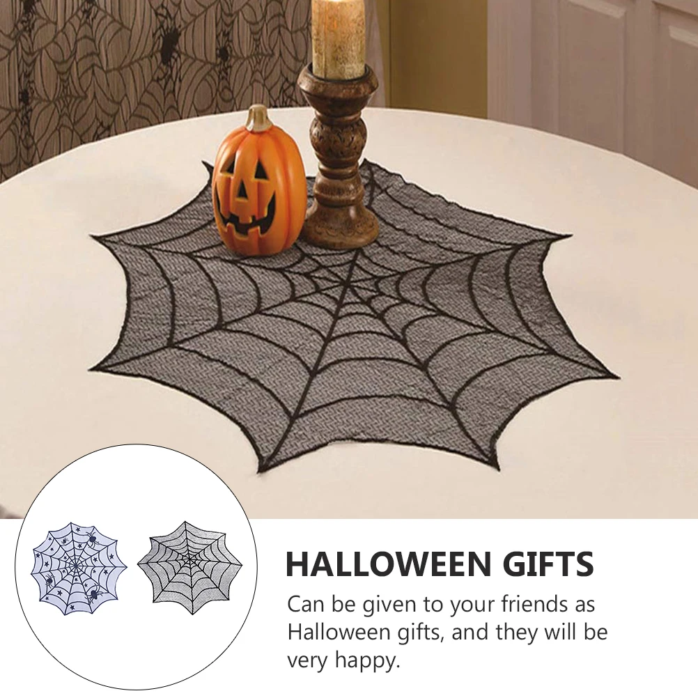 

2 Pcs Spider Web Tablecloth Cloths for Events Birthday Christmas Tablecloths Towel Halloween Spooky Rectangular