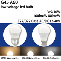 AC/DC12-48 10W 5W 8PACK 12V LED Bulb Light Volt Low Voltage E27 Base Equivalent Landscape Garden Yard Grid Solar Lighting