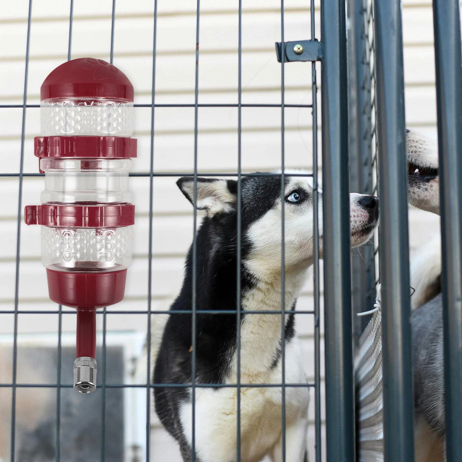

Large Pet Water Bottle Dog Crate Dispenser Wine Red CF Cats Dogs Kettle Cage Drinking Leak Proof Safe Feeder