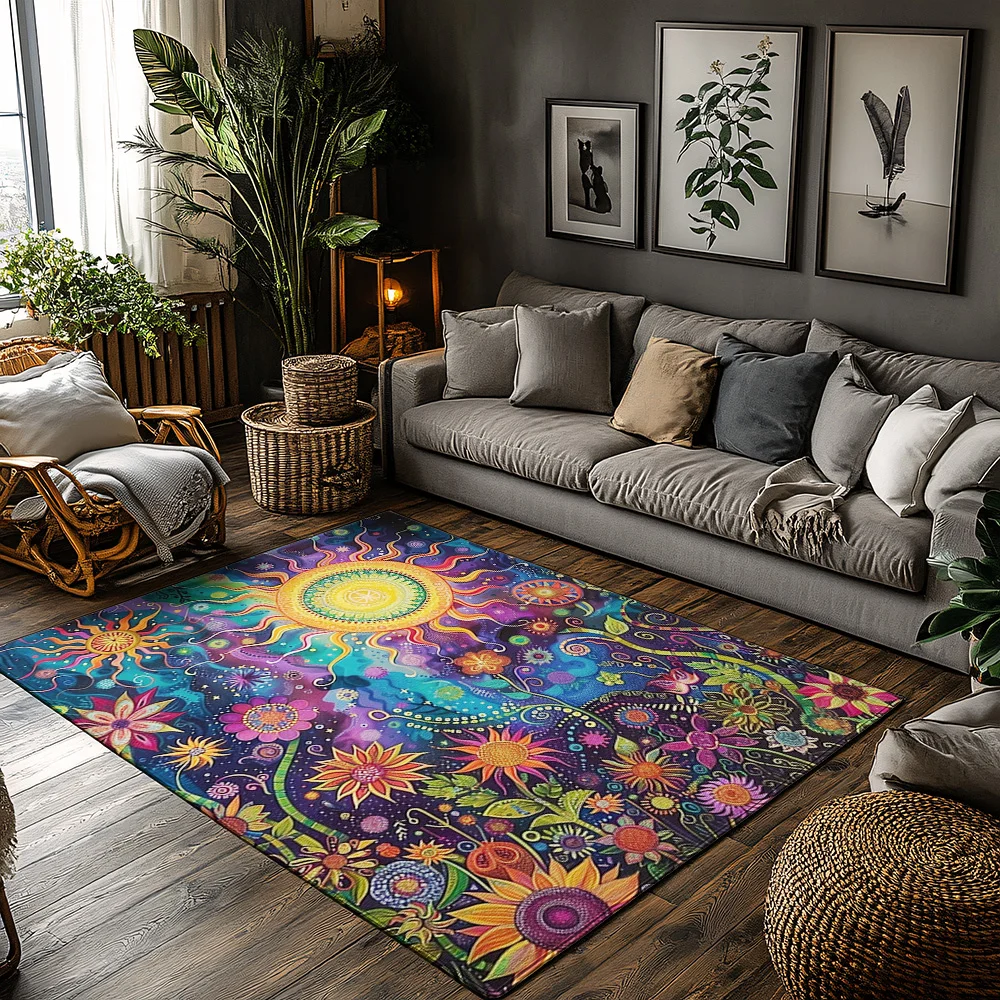 

Psychedelic Area Rug Bohemian Carpet Vintage Persian Style Home Decor Living Room Floor Mat Hippie Tapestry Bedroom Rug Gift