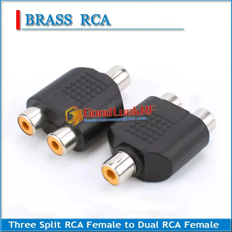 Three Split RCA Female to Dual RCA Female Audio and Video Adapter Connection Plug Lotus RF Connector AV
