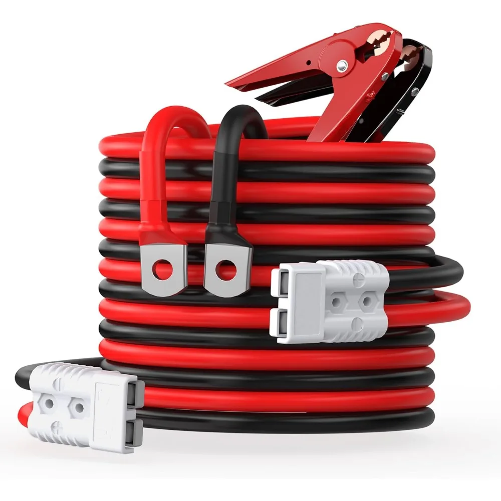 

Heavy Duty 1 Gauge 25 Ft Jumper Cables with Quick Connect Plug for Diesel Trucks and SUVs