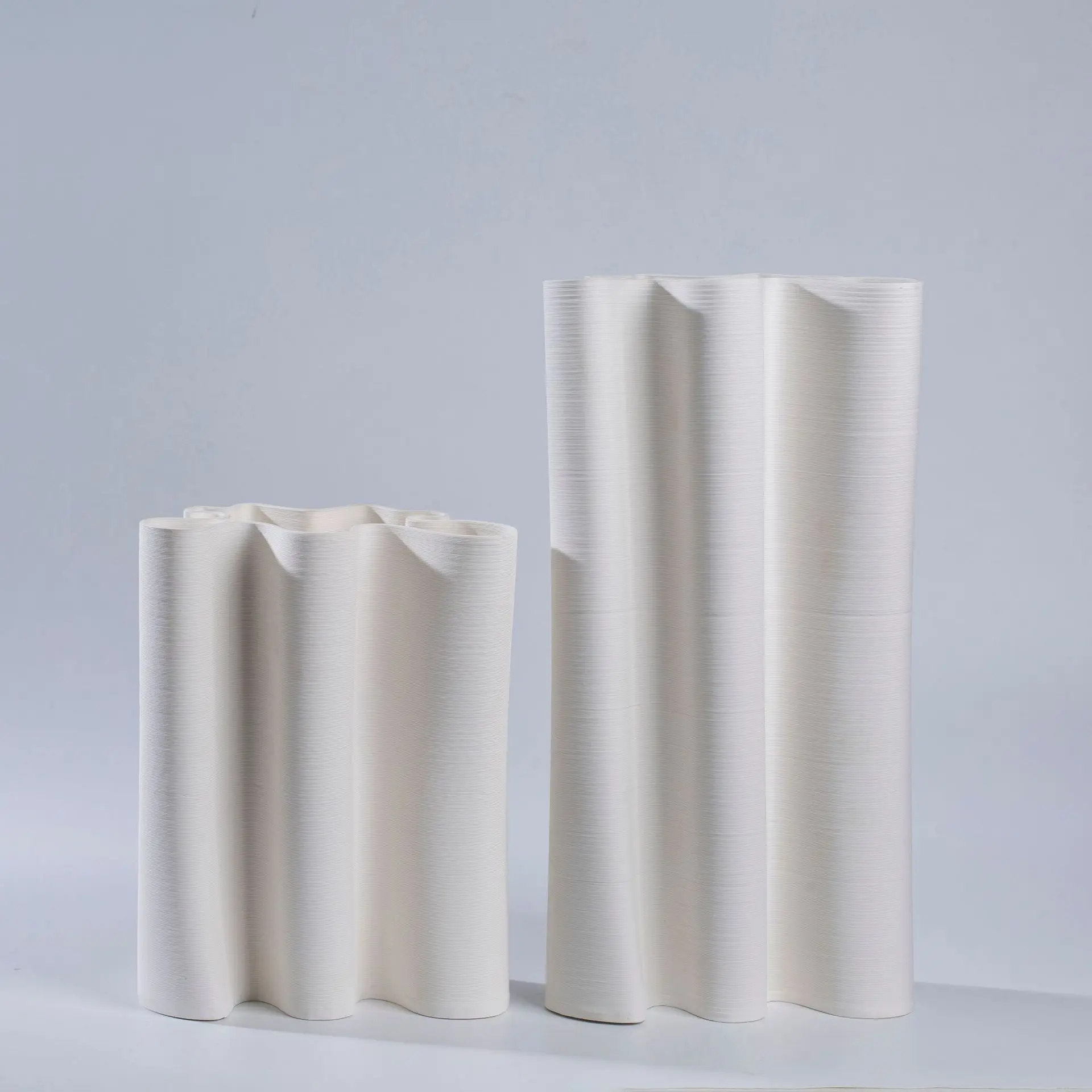 Three-dimensional Ceramic Vase Striped Pleats Flower Arrangement Accessories Abstract Crafts Home Decoration