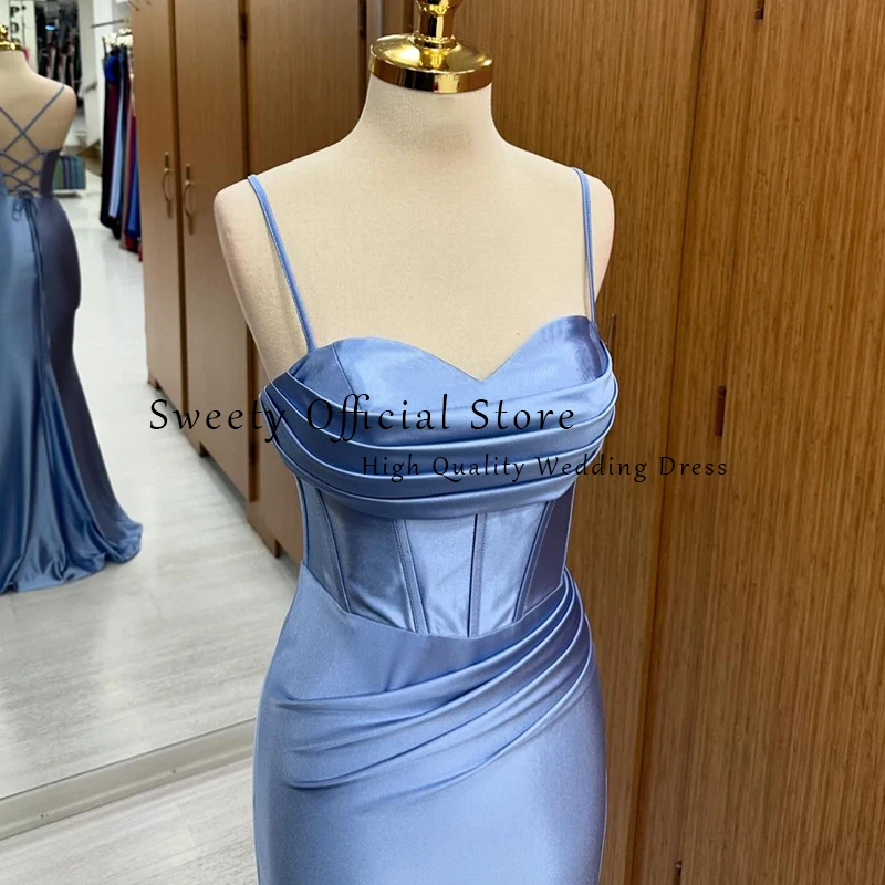 Simplicity Evening Dress Soft Satin Mermaid Ball Gown Square Collar Sleeveless Bride Dress Robe De Mariee Lace Up Custom Made