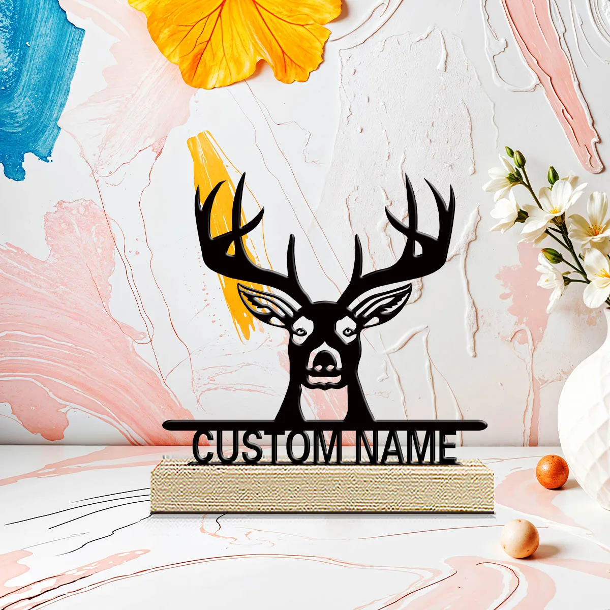 1pc Metal Desktop Decoration Customizable Content Equipped with A Wooden Base Holiday Gifts for Family and Friends