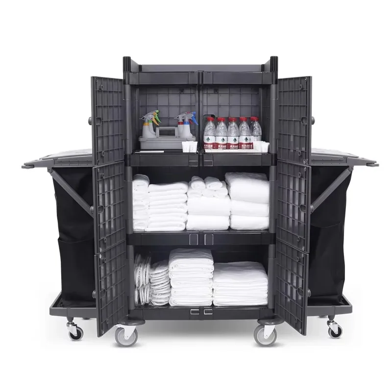 المهنية Pp البلاستيك عربة التدبير المنزلي عربة المشجع غرفة الفندق المصاحبة خادمة خدمة عربة التدبير المنزلي #1
