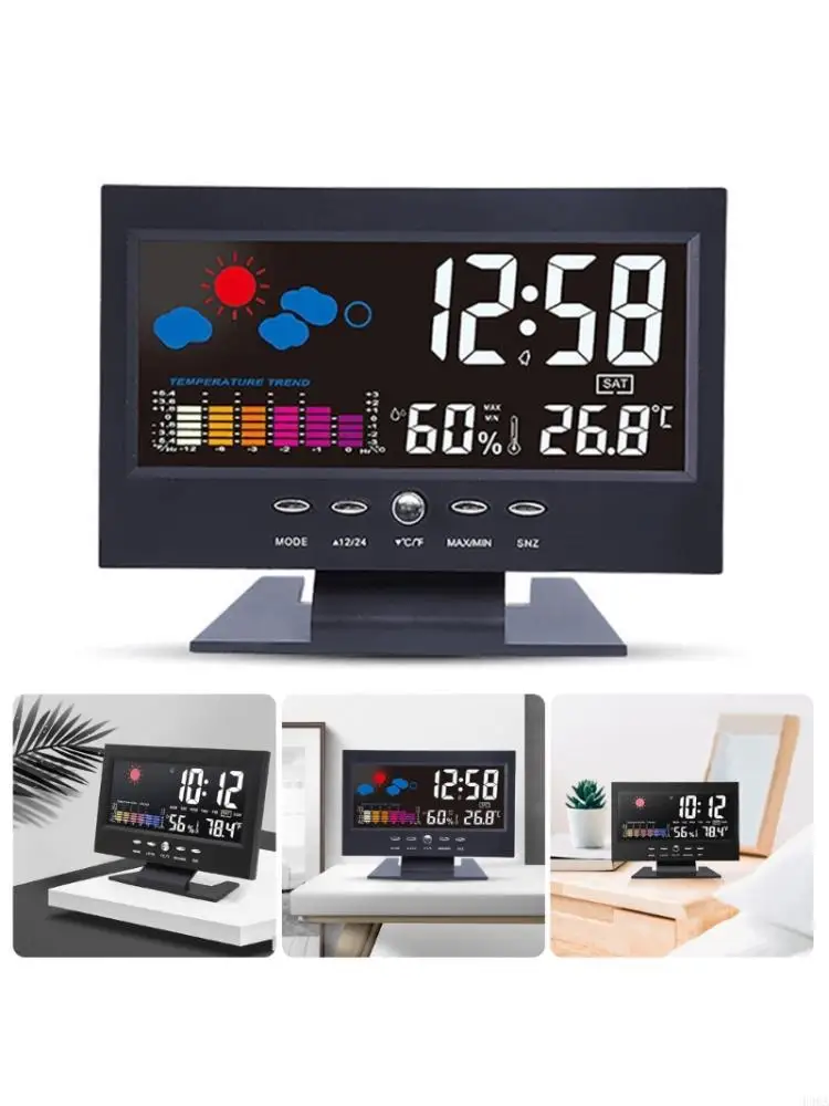 Desktop Temperature Display Meter Weather Stations Clock With Comfort Level And Snooze Alarm Function
