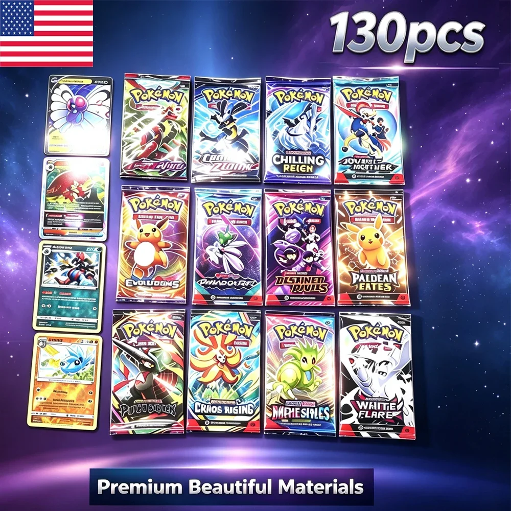 Pokémon Cards Prismatic 151 Chaos Rising Booster Box 13 Packs 130 Cards English Collectible Trading Card Game Toys for Kids Gift