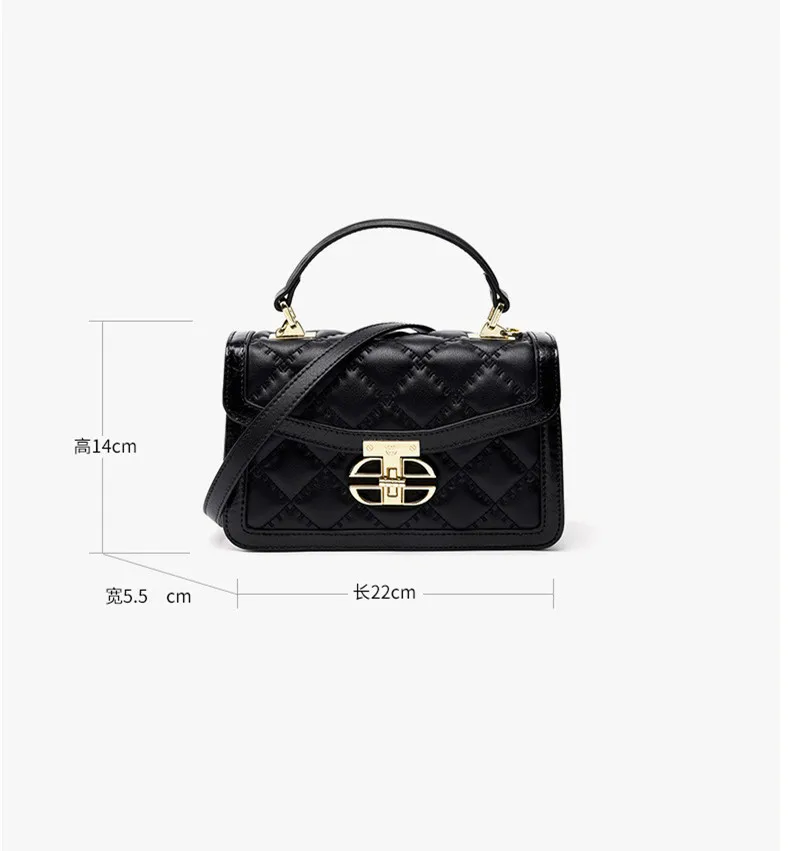 Women\'s 2024 new small square bag genuine leather handbag fashion rhombic handbag classic ladies shoulder bag crossbody bag