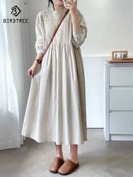 New Summer Cotton Long Sleeve Dresses, Woman O Neck Lace Patchwork, Mori Girl Loose Sweet Casual Dress, 2024 Autumn D48443QC