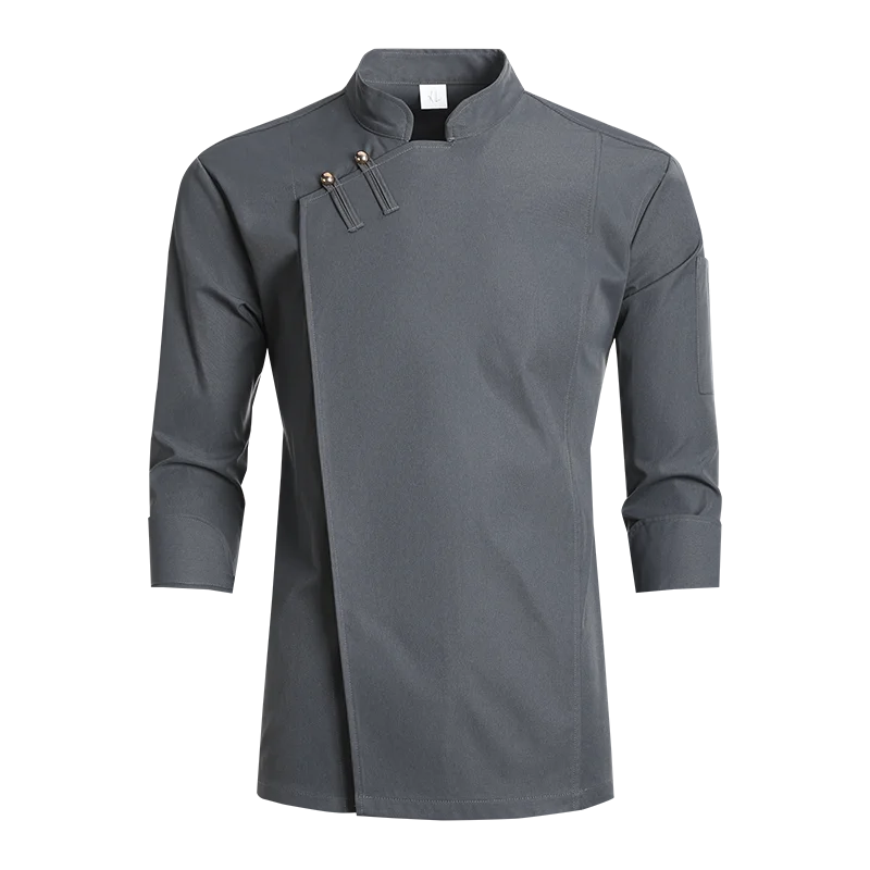 Uniformes de Chef professionnels blancs, veste de cuisine à manches longues pour hommes, manteau de cuisinier, Costume de cuisine de Service alimentaire, hauts de boulanger élastiques