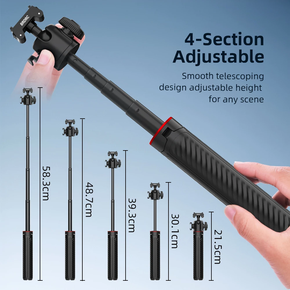 BRDRC Stativ-Selfie-Stick für Insta360 Ace Pro 2/X5 Halterungsadapter Fotografie-Stab mit 360°-Drehung ° Kugelkopf-Kaltplattenzubehör – Detail 7