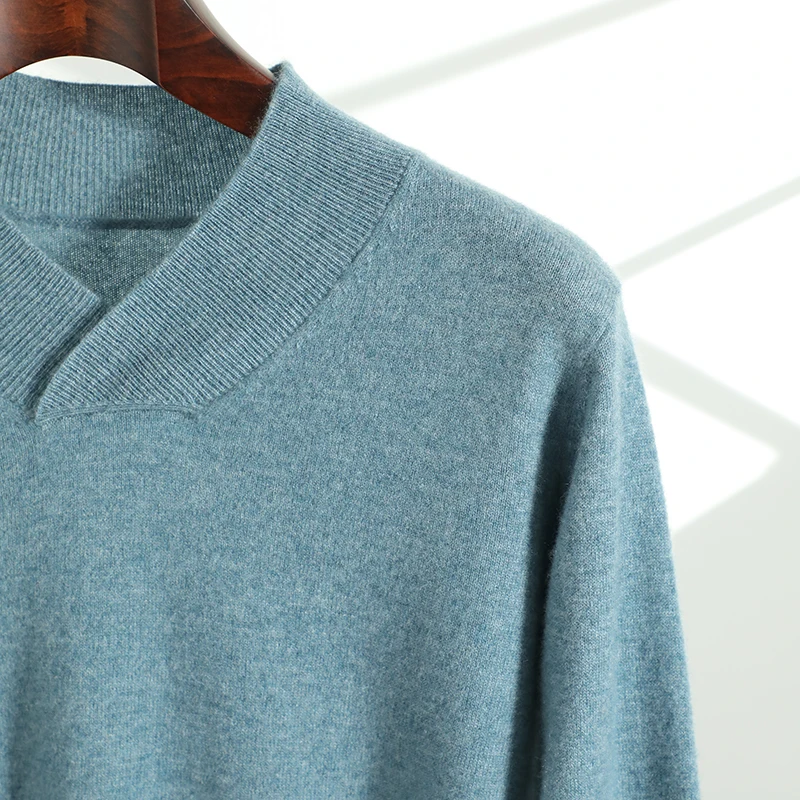 Men's Autumn Winter 100% Pure Cashmere Knitted Shawl Collar Large Size Sweater Comfortable Warm Fashionable Men's Cashmere Sweat