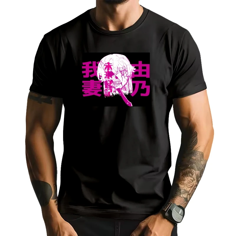 

Anime Yuno Gasai In School Uniform T Shirt Manga Mirai Nikki Future Diary T Shirts Summer Men's Clothing Short Sleeve T-shirt