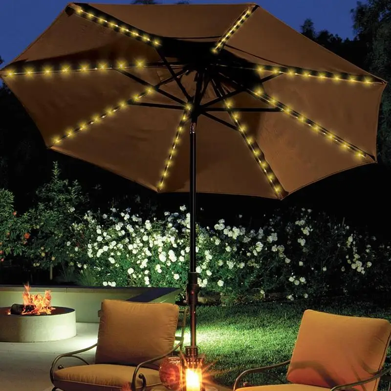 104 LED Solar Power Patio Umbrella Lights Outdoor Garden Parasol Fairy String Lamp IP65 Waterproof Solar Camping Tent Lamp Light