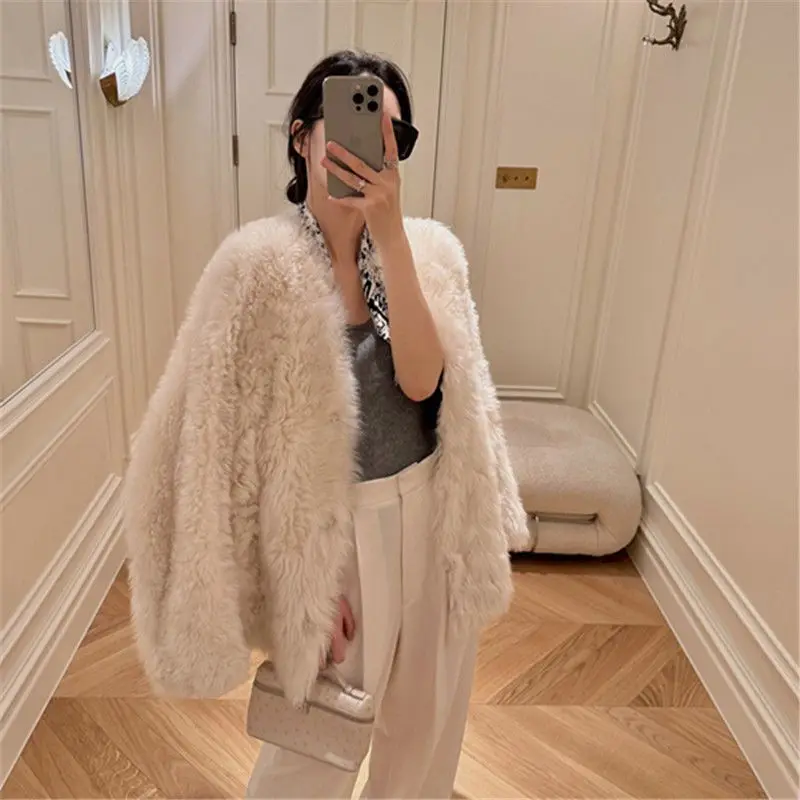 

Korea Fur Coat for Women Winter Cotton Thick Loose All-Match Fashionable Temperament Short Overcoat Trendy