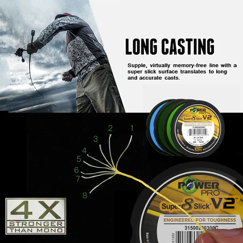 Imagem -05 - Power Pro-pe-trançado Spectra Fishing Line pe Braid Line para a Pesca Marítima Novidades Pesca 300yds Comprimento 1080lb Ssv2