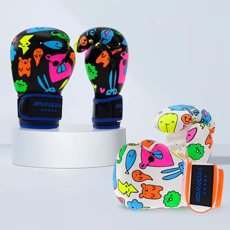 Dracula Kids Boxing Gloves Children Youth Boys Girls Pu Graffiti Sparring Training MMA Muay Thai Kickboxing Punching Bag Mitts