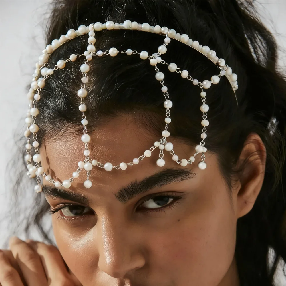 

New Pearl Mesh Hairband Elegant Design Bridal Headwear Wedding Accessory Stylish Hairband for Brides