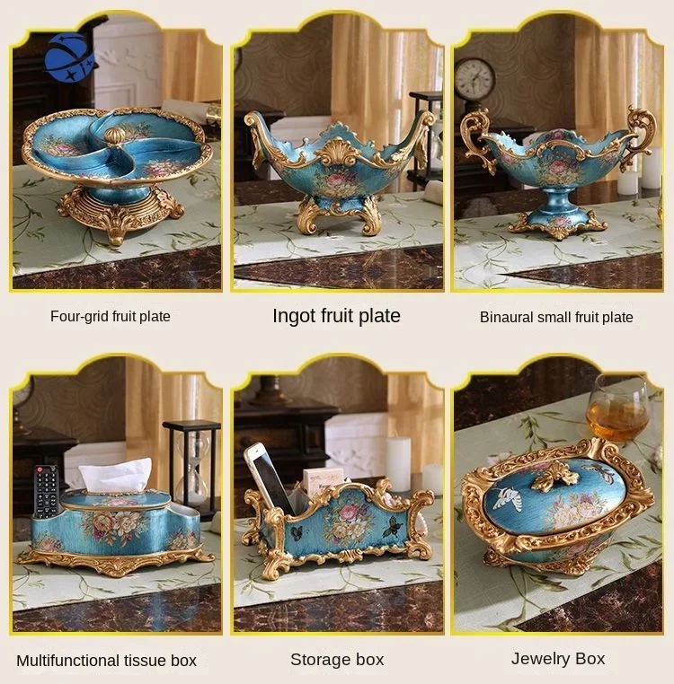 Multifunction European Home Decor Set Resin Crafts Jarron Estilo Nordico Luxury Royal Design Decorative Sets For House