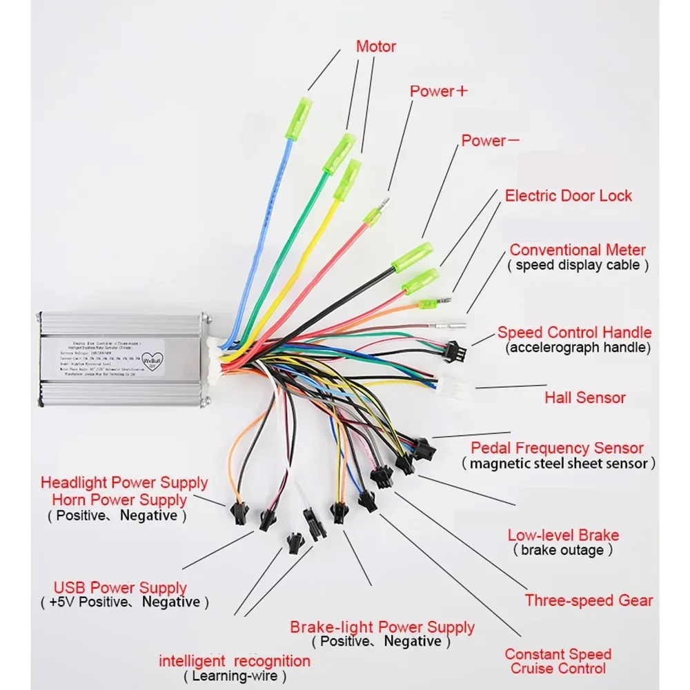 1pc 36 48 52V Ebike Controller 350W Onda Sinusoidale Controller Brushless Con Linea Faro Scooter Elettrico Ebike Accessori