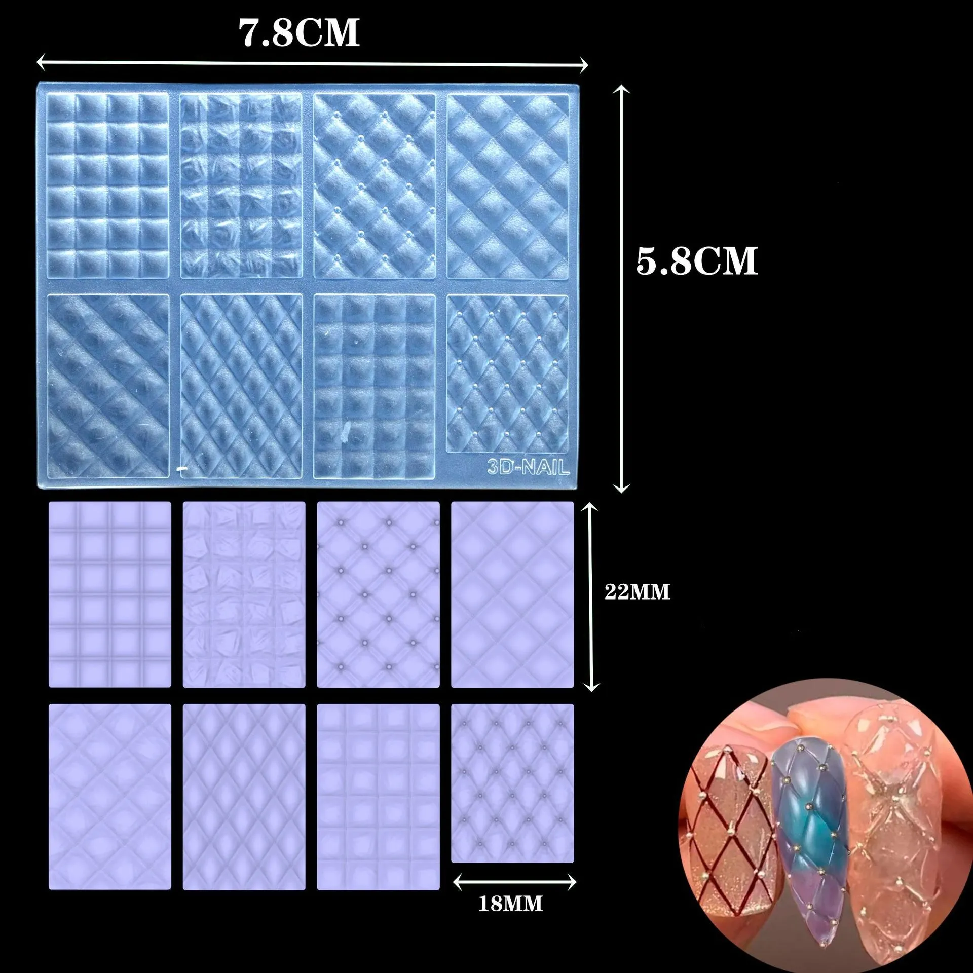 1pc Diamond Leather Sweater3D Acrylic Mold  Photo Frame  Silicone  Nail Art   Nails DIY  Nail Art Templates Nails  Mold