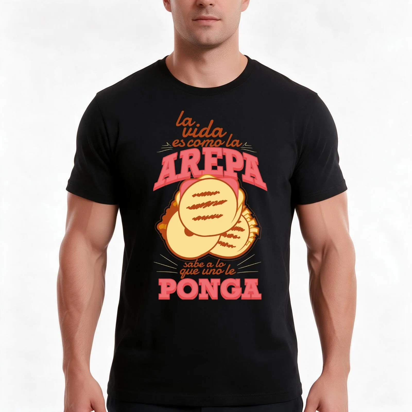 Life is like the arepa ... T-Shirt, Summer Casual Cotton Tee, Oversized Streetwear Tops, Vintage Graphic Print, Unisex Men Women
