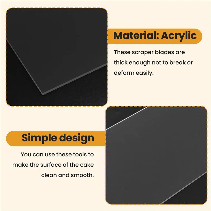 A19F-Transparent Cake Cream Scraper Rectangular Acrylic Cake Baking Tool Cake Decorating Tools Kitchen Tool Durable -C