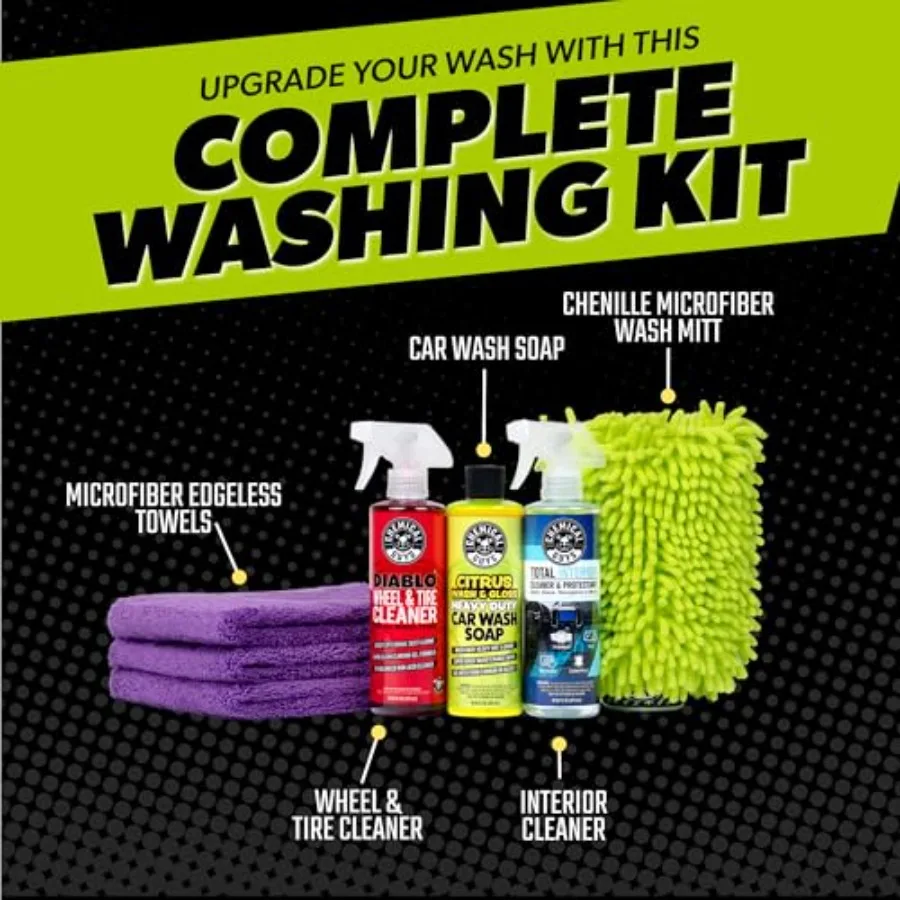 Car Cleaning - with Car Wash Soap, Wheel Cleaner, Total Interior, Car Wash Mitt - Interior and Exterior Wash with Vehicle Clean