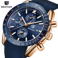 BENYAR Men Watches Brand Luxury Silicone Strap Waterproof Sport Quartz Chronograph Military Watch Men Clock Relogio Masculino