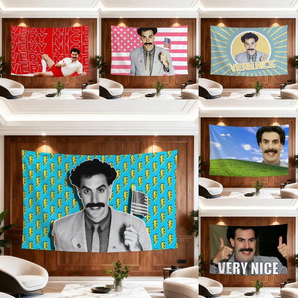 Funny Art Borat Very Nice Meme Movie Flag Hogar for Room Dorm Camping Party Picnic Decoration Gift Banner Garage Wall Hanging