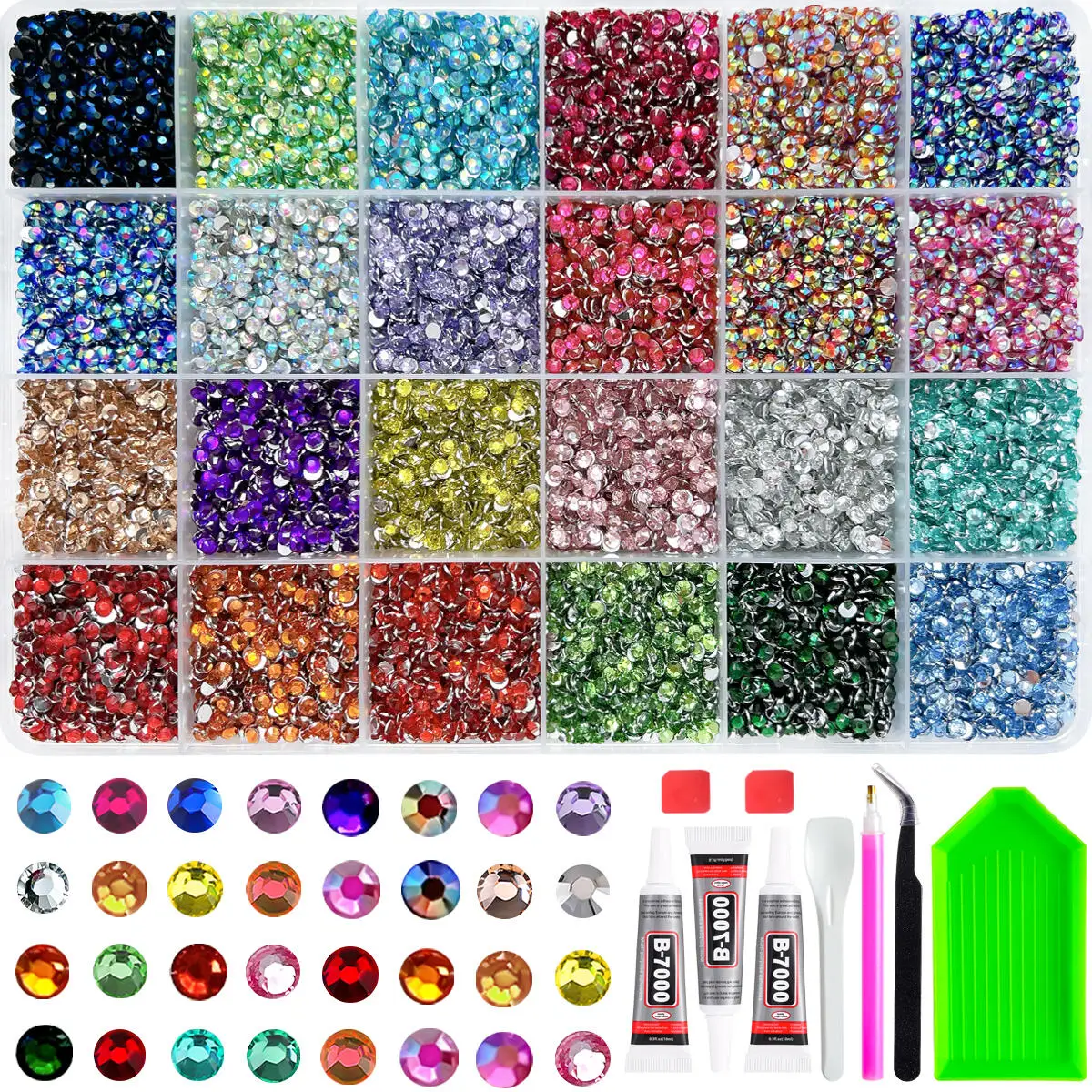 1Box Sparkling Mini Flatback Nail Rhinestones Bedazzling Kit Trendy AB Jelly Semi-circular Nail Diamond for DIY Nails Art Crafts