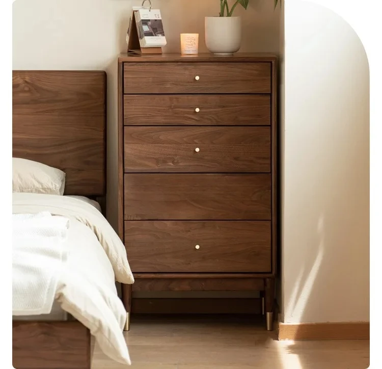 

Solid wood chest of drawers simple modern bedroom chest of drawers black walnut
