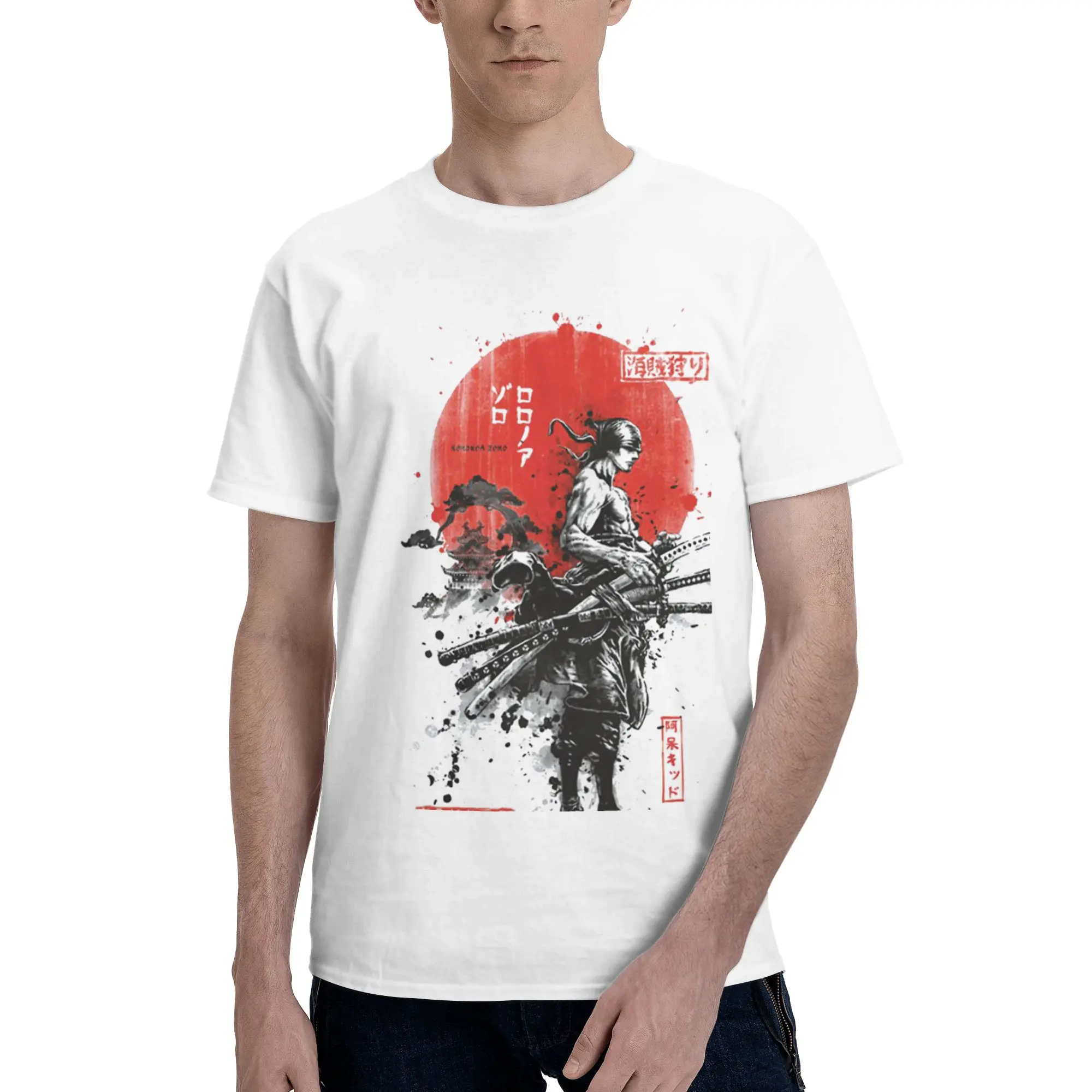 Roronoa Zoro  Men's T Shirts One Piece Awesome Tees Short Sleeve Round Collar 100% Cotton Unique Clothing T-Shirt