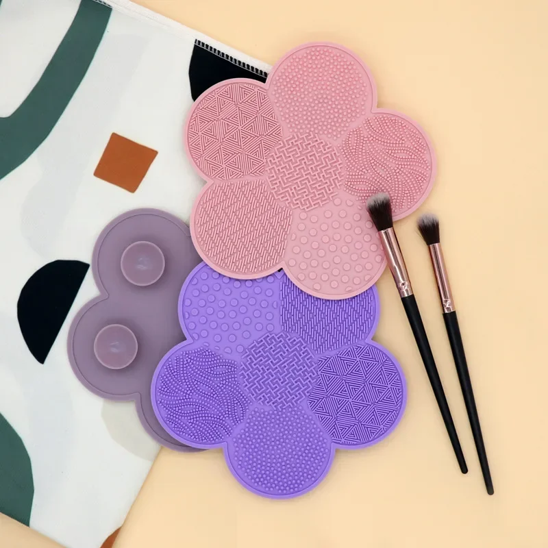 Silicone wash pad para lavar ameixa flor, pincéis de maquiagem, ferramentas de beleza, sucção, fundação cosmética