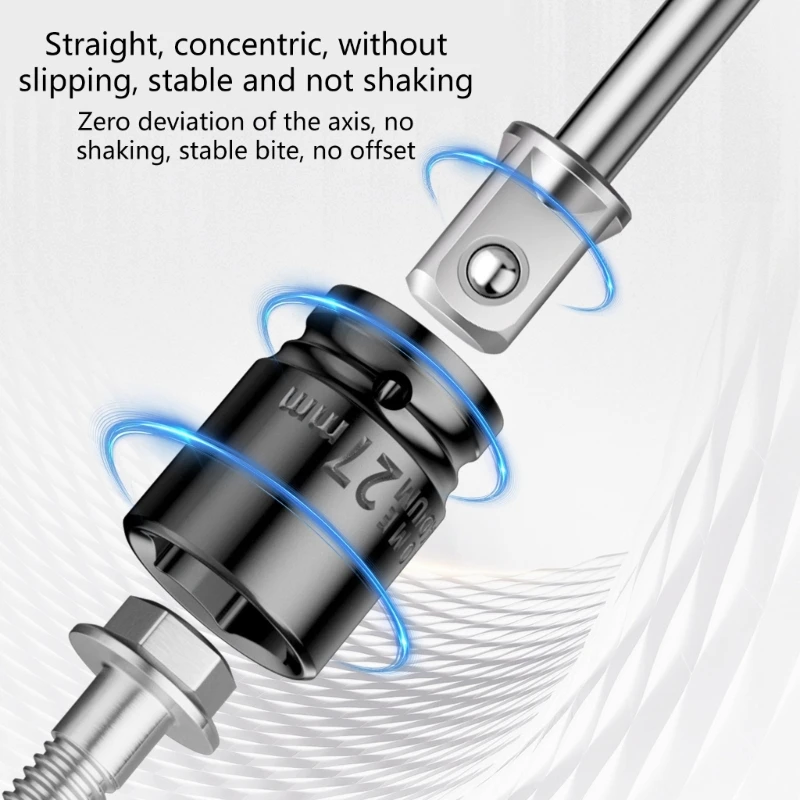 Hexagonal Shank To Square Drive Socket Adapter 1/4 3/8 1/2 Long Reach Socket Tool C7AC