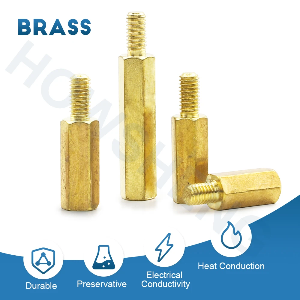 HOWSHENG 2-50pcs Hex Brass Male Female Spacer Standoff Screw M2 M2.5 M3 M4 M5 M6 Hexagonal Threaded Pillar for PCB Motherboard