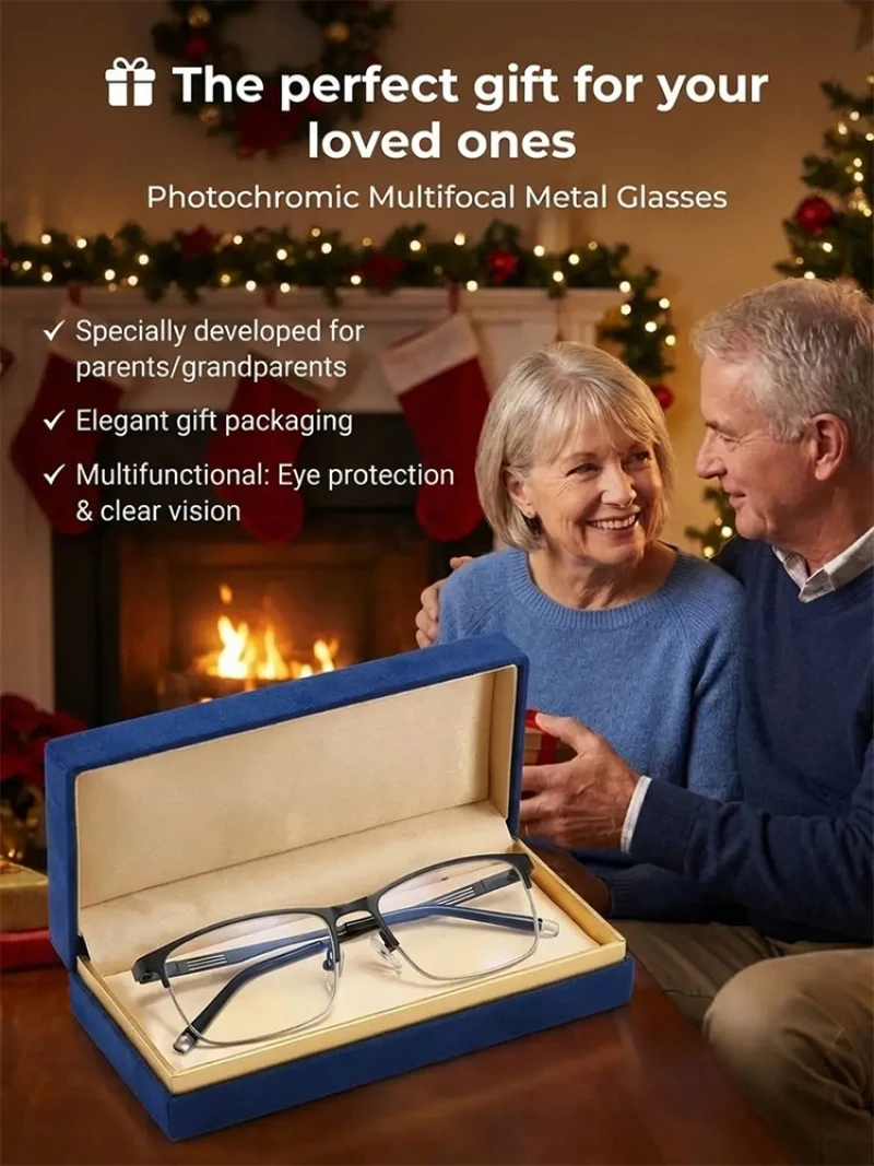 Photochromic Multifocal Auto Focus Reading Glasses Progressive Smart Zoom UV400 Anti Blue Light Unisex Presbyopia Eyeglasses