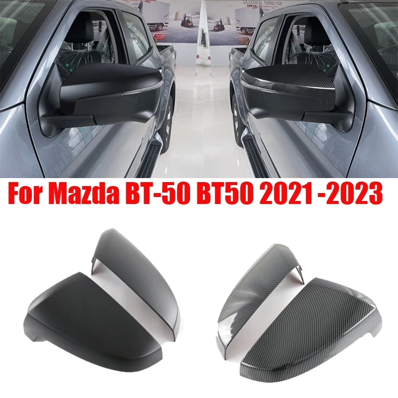 For Mazda BT-50 BT50 2021- 2023 ABS black carbonfibr Rear view Rearview Side glass Mirror Protector Decor Sticker Cover