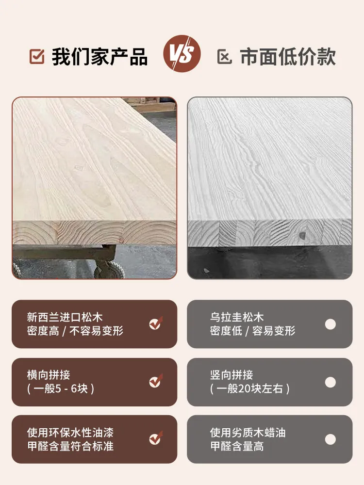 Solid wood large board double e-sports table desktop bedroom home desk large long desk workbench two people computer table