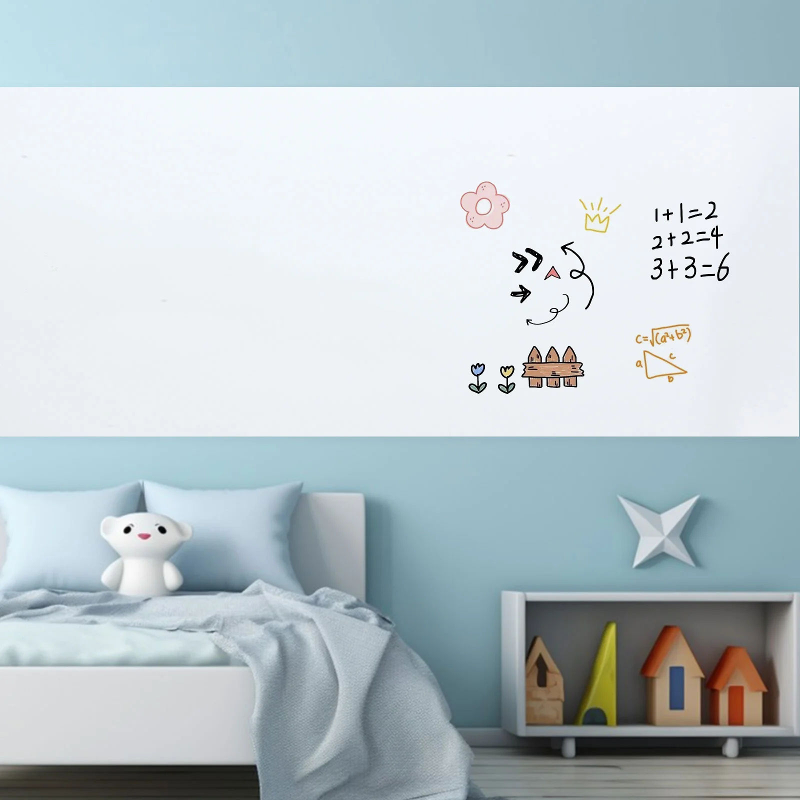 Magnetic Wallpaper Board Whiteboard Stickers Calendar Dry Erase for Chalk Marker