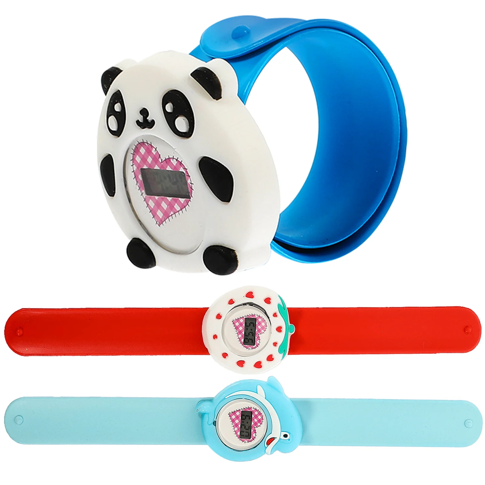 

3pcs Children Silicone Watch Cartoon Pattern Arabic Numerals Learning Time Gift For Kids Students Waterproof Comfortable